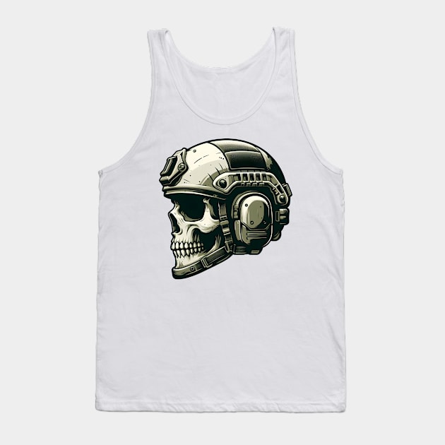 Tactical Skull Dominance Tee: Where Strength Meets Edgy Elegance Tank Top by Rawlifegraphic